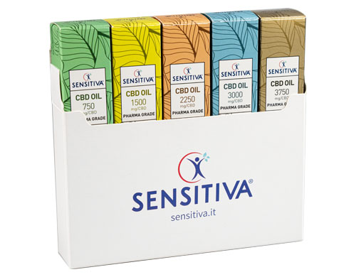 Emballage kit 5 variété de huile CBD Sensitiva