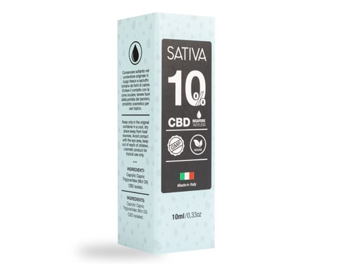 Emballage Huile CBD 10 ml au 10% - Sativa