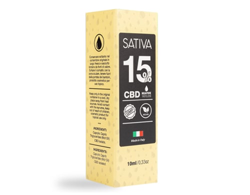 Emballage Huile CBD 10 ml au 15% - Sativa