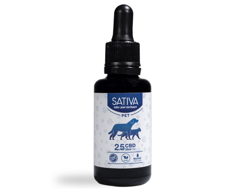 Flacon Huile CBD pour Chiens 30 ml au 2.5% - Sativa