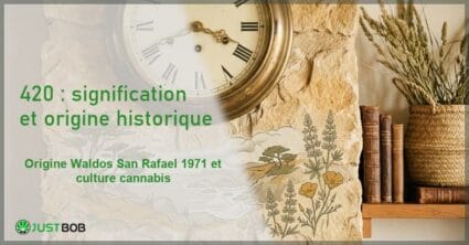 Composition éditoriale d'une horloge ancienne et d'une illustration vintage californienne en lumière naturelle douce ambre-vert