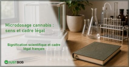 Composition éditoriale scientifique avec balance analytique pharmacologique et fioles de laboratoire en lumière naturelle
